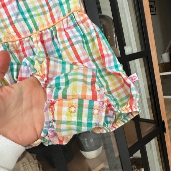 Rufflebutts bubble romper rainbow gingham plaid print ruffles baby girl toddler - Picture 6 of 8